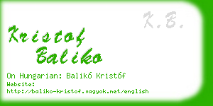 kristof baliko business card