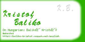 kristof baliko business card